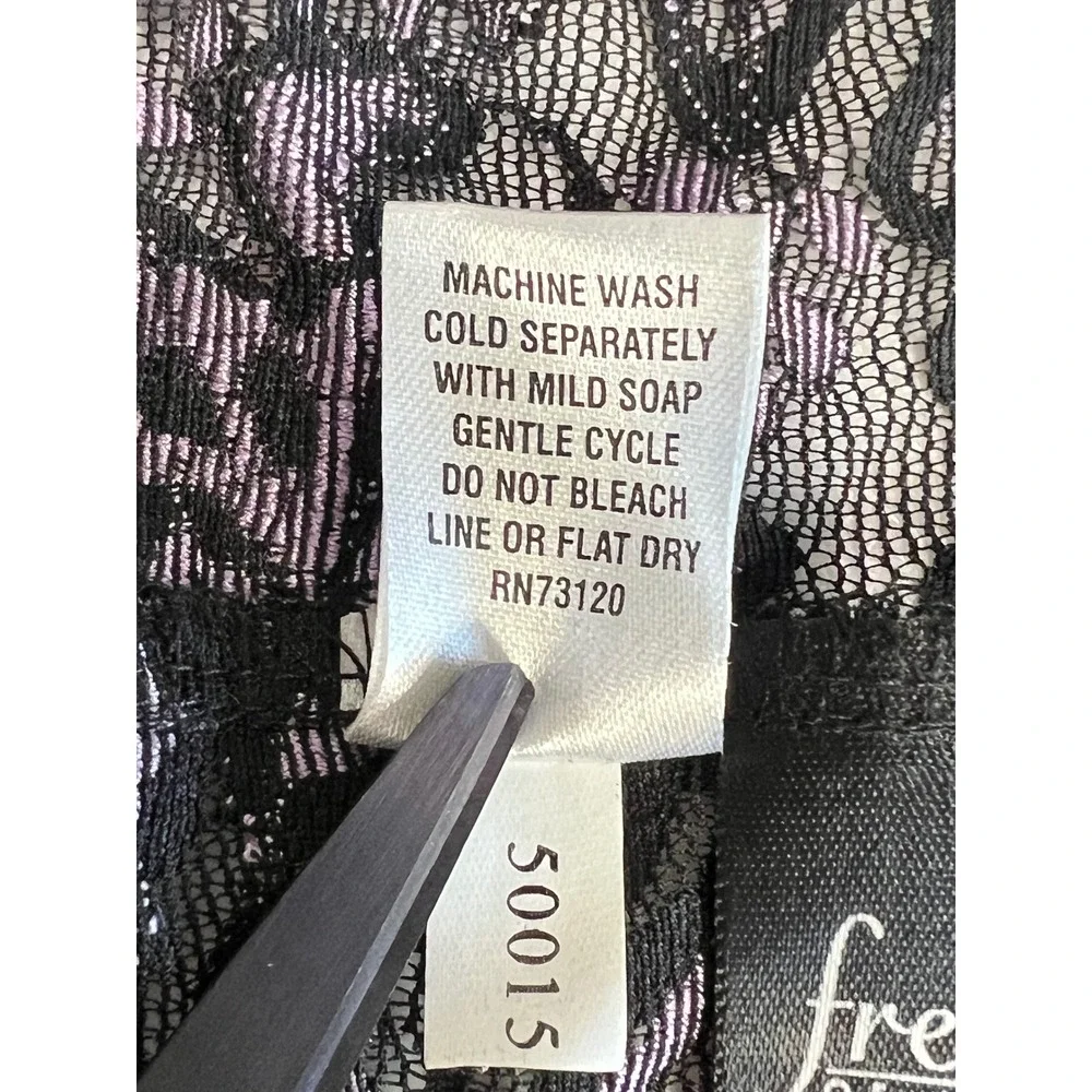 NWT Fredericks of Hollywood Halter Neck Lace Bodysuit XL Black Purple Lingerie